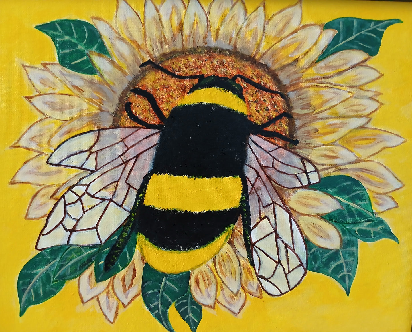 Bumble Bee Sunflower Art