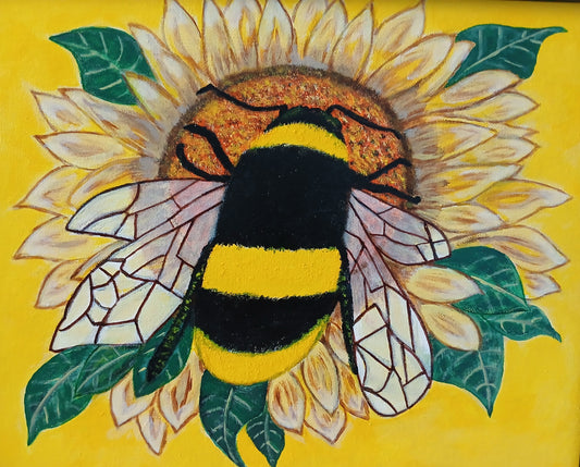 Bumble Bee Sunflower Art